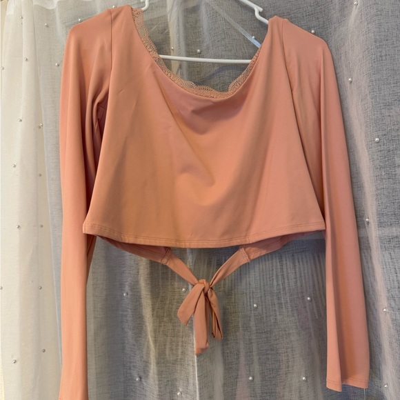 wild fable Tops - Wild Fable Coral Long Sleeve Tie-Back Crop Top